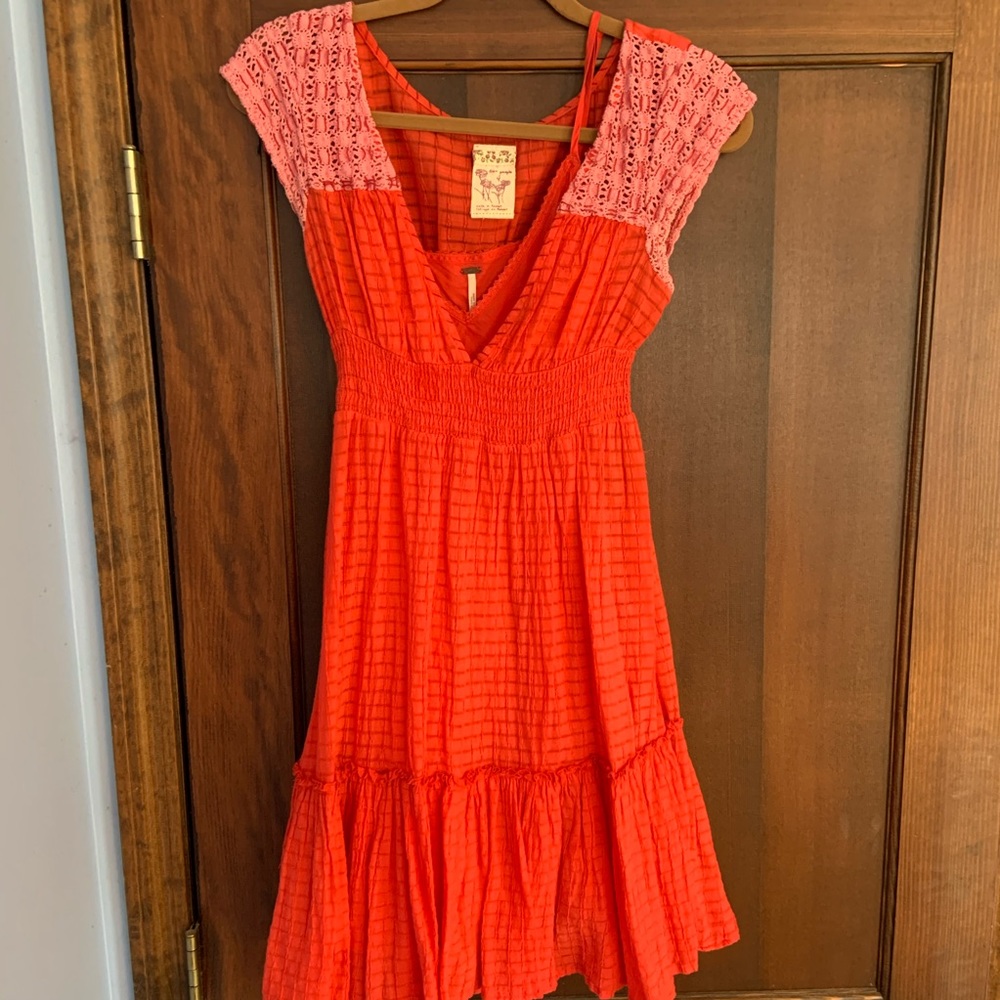 Free people crochet sleeve sundress
